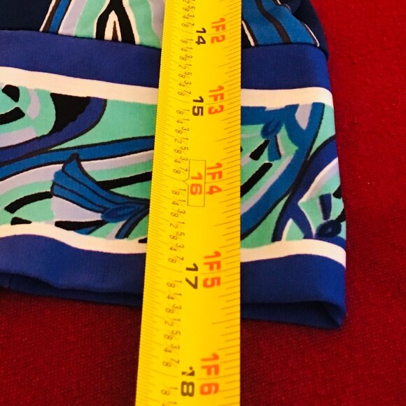 Drop Waist Dress Blue White Green Swirls ¾ Sleeves Stretch Ali Ro Women’s Size 2 - Picture 15 of 16